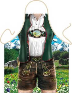 Benza Bavarian Mann Traditionele Klederdracht Lederhose Grappig Leuk Tirol Tiroler Schort Keukenschort