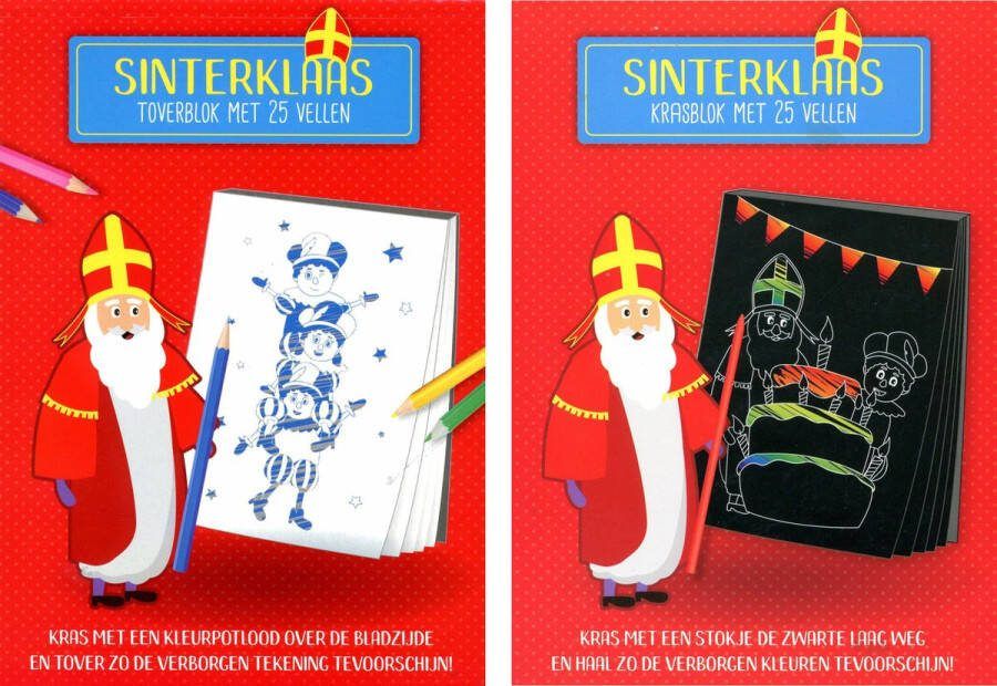 Benza Sinterklaas Toverblok en Krasblok 2 leuke doe boekjes