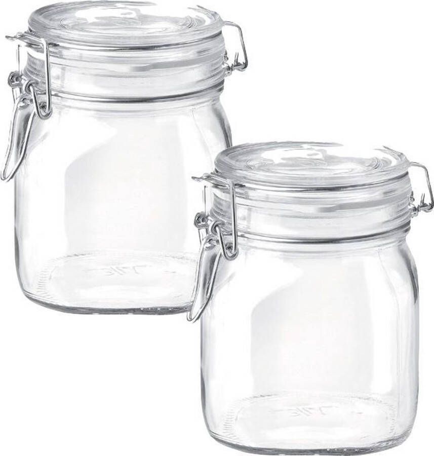 Benza Weckpot Voorraadpot Transparant Vierkant 750 ml 2 stuks