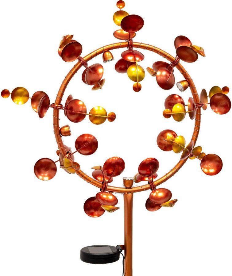 Benza XXL windmolen windspinner tuinsteker met Solar LED verlichting solar terracotta 180 cm