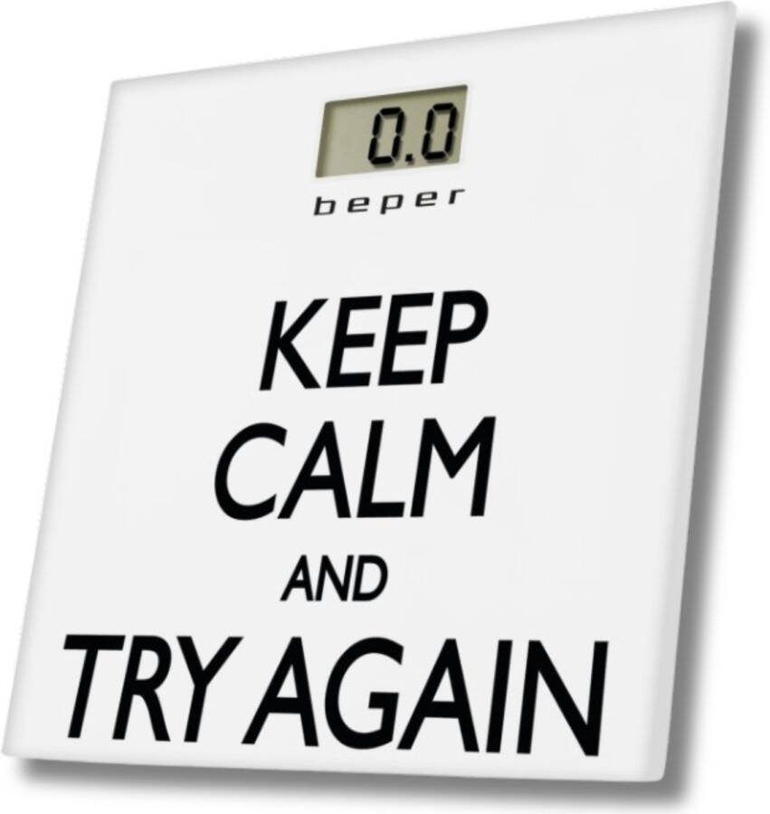Beper 40.821 Digitale Personenweegschaal Keep Calm Opdruk Digitale Personenweegschaal Keep Calm Opdruk Weegschaal met Digitaal Display Elektronische Weegschaal Precisie Weegschaal Moderne Digitale Weegschaal