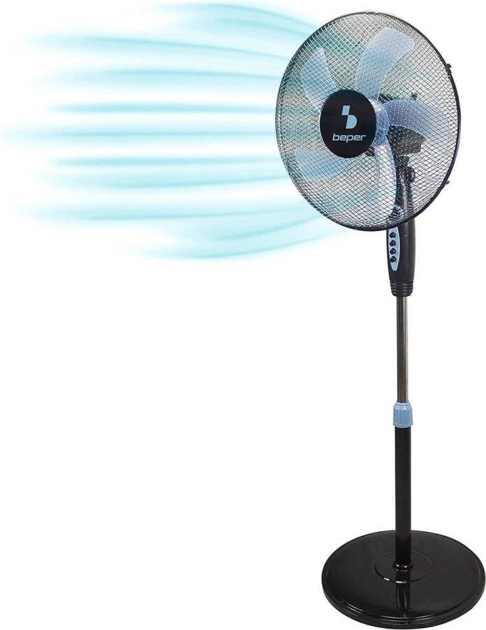 Beper P206VEN130 Staande Statiefventilator met Timer Statiefventilator Ventilator op Statief Staande Ventilator Verplaatsbare Ventilator Mobiele Ventilator Zwart