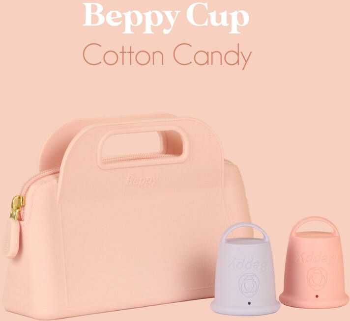 Beppy Menstruatiecup Cotton Candy 2 stuks + Lady to go 1 roze cup & 1 paarse menstruatiecup