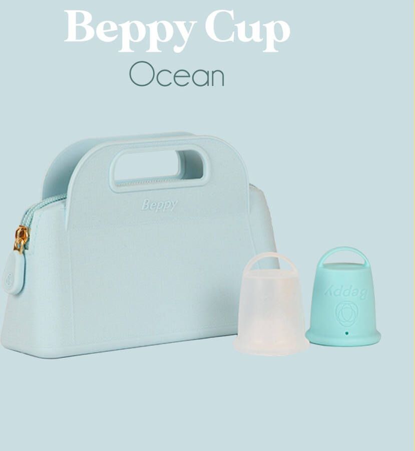 Beppy Menstruatiecup Ocean 2 stuks + Lady to go 1 turquoise & transparante menstruatiecup