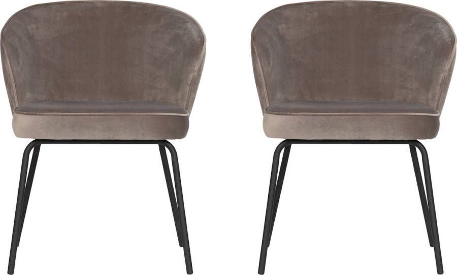 BePureHome Admit Eetkamerstoel Fluweel Khaki Set van 2