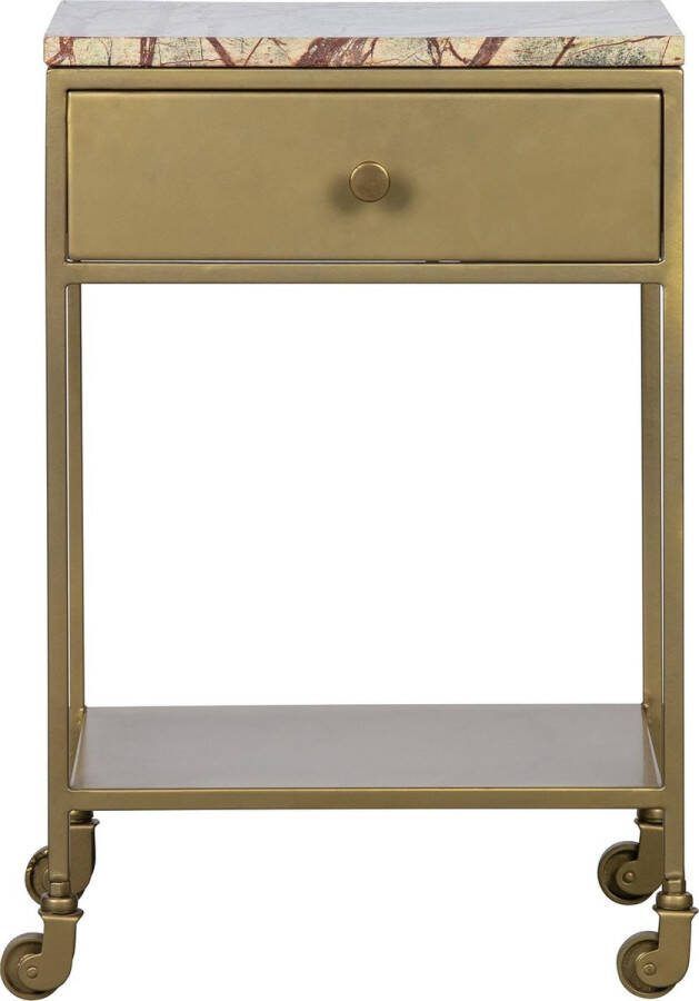 BePureHome Nachtkastje Clinic Marmer met 1 lade Antique Brass