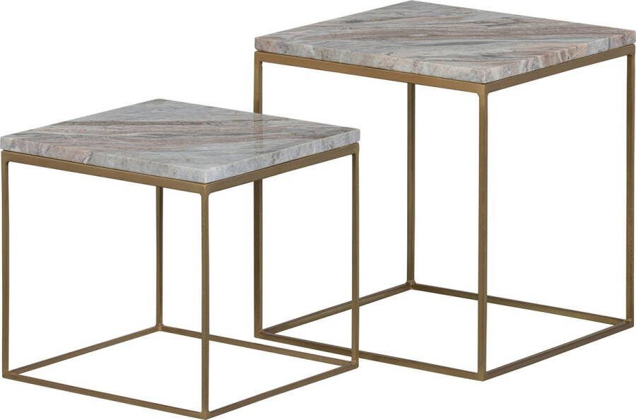 BePureHome Bijzettafel 'Mellow' Marmer Set van 2 stuks kleur Champagne