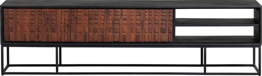 BePureHome Nuts Tv Meubel Hout Walnoot zwart 46x175x43