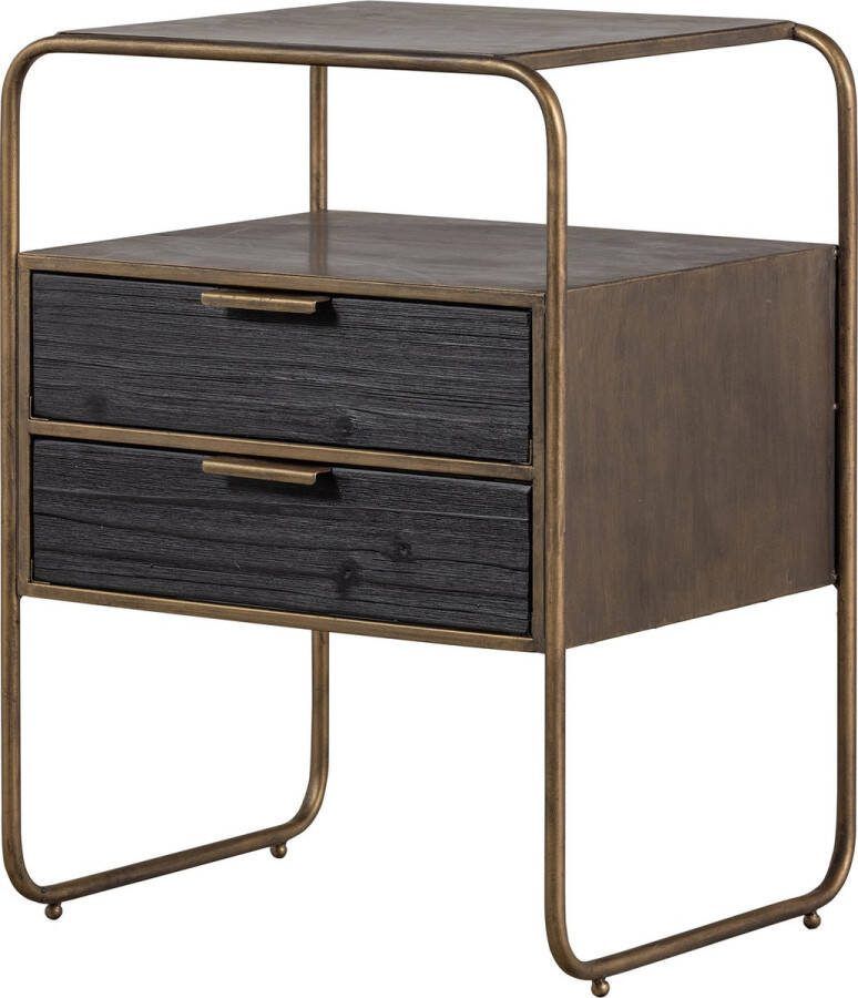 BePureHome | Polite Nachtkastje Metaal hout Antique Brass | Slaapkamerkasten | Nachtkastje