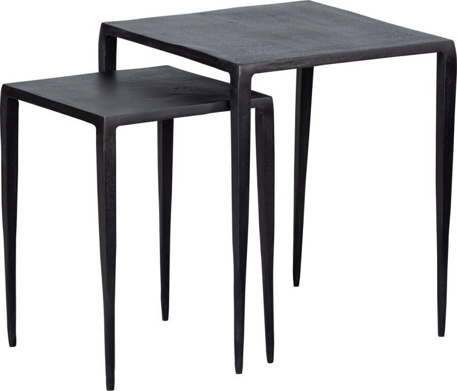 BePureHome Bijzettafel Punk Set van 2 stuks Zink Vierkant
