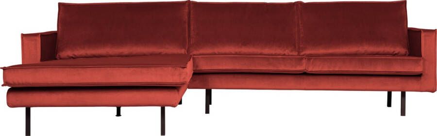 BePureHome | Rodeo Chaise Longue Links Velvet Chestnut | Zitmeubels woonkamer | Hoekbank