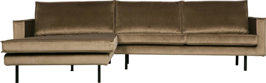 BePureHome | Rodeo Chaise Longue Links Velvet Taupe | Zitmeubels woonkamer | Hoekbank