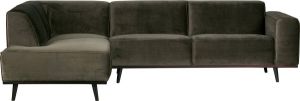 BePureHome Statement Hoekbank Links Fluweel Warm Groen 77x274x210