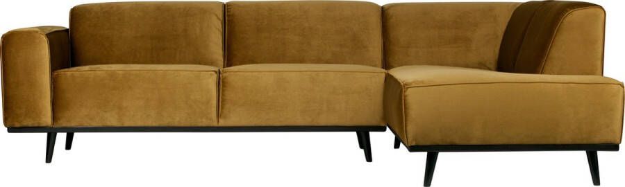 BePureHome | Statement Hoekbank Rechts Fluweel Honing Geel | Zitmeubels woonkamer | HoekbankModulaire banken