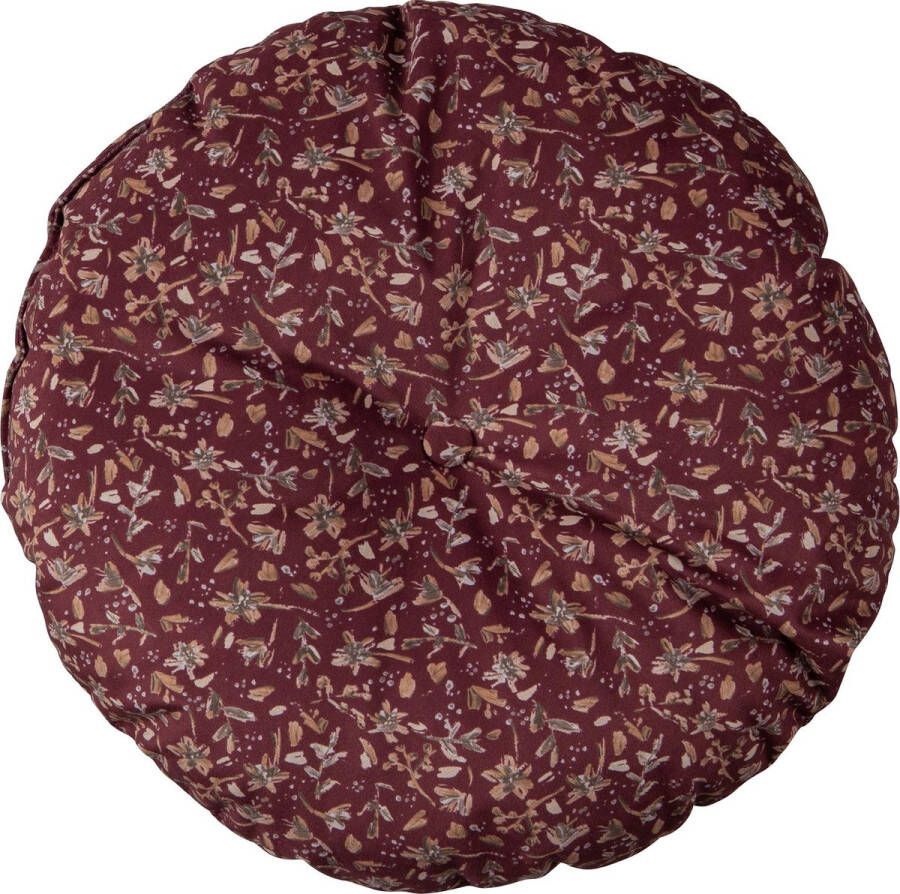 BePureHome Vogue kussen ø45 fluweel sprinkle flower chestnut