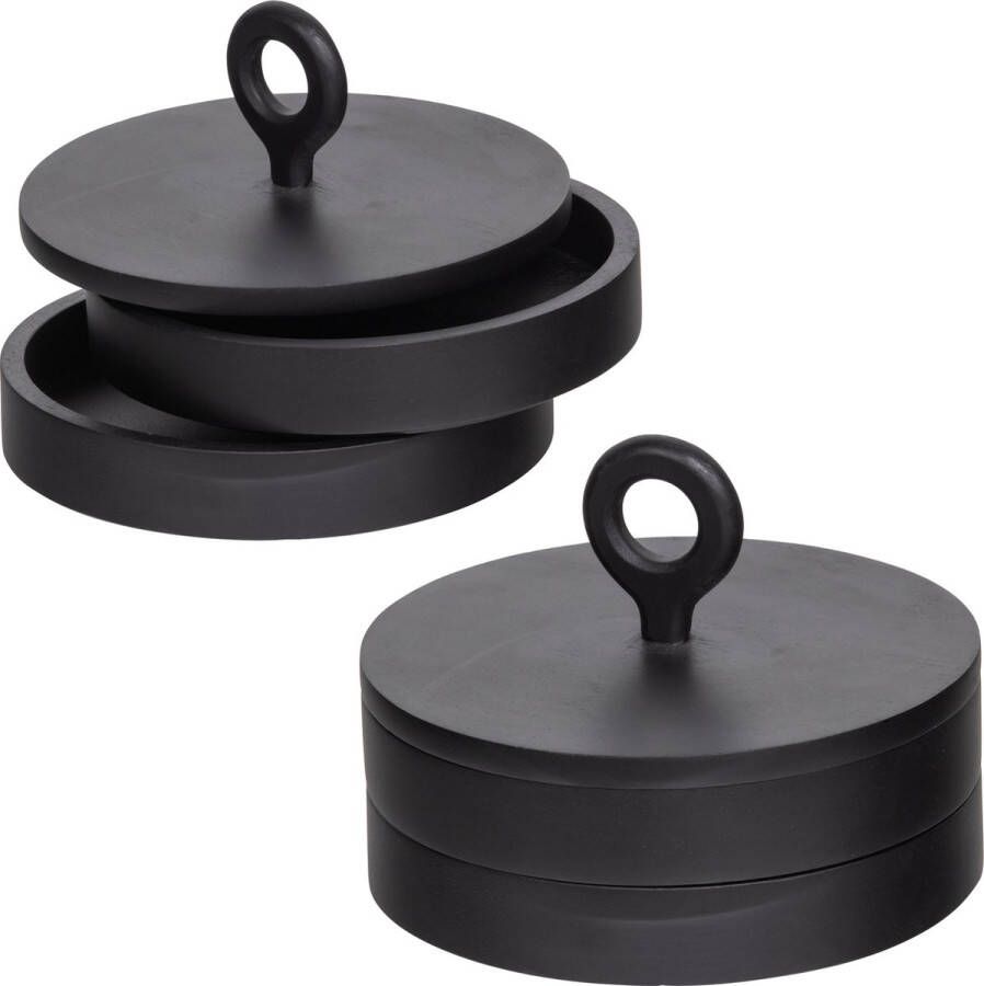 BePureHome Wira Opbergpot Ø18CM Mangohout Zwart Set van 2