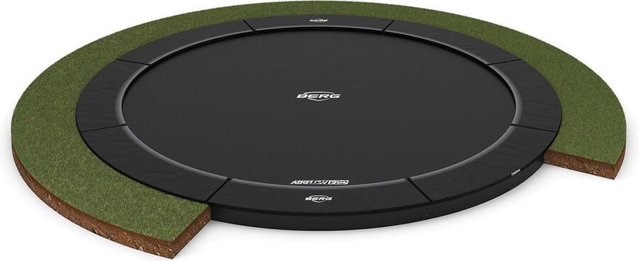 BERG Trampoline Champion FlatGround 430 cm Zwart met Airflow PRO Springmat Twinspring Voordeel Pakket Met Afdekhoes Grijs