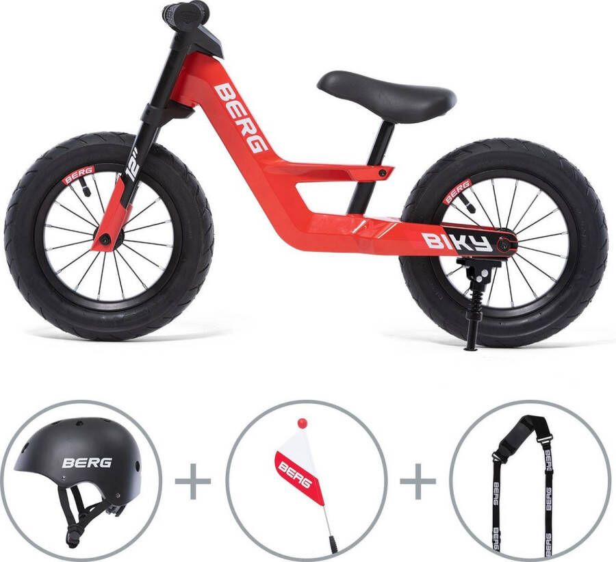 BERG Biky City Red Loopfiets Rood Lichtgewicht frame van magnesium Incl. alle Biky accessoires 2 tot 5 jaar