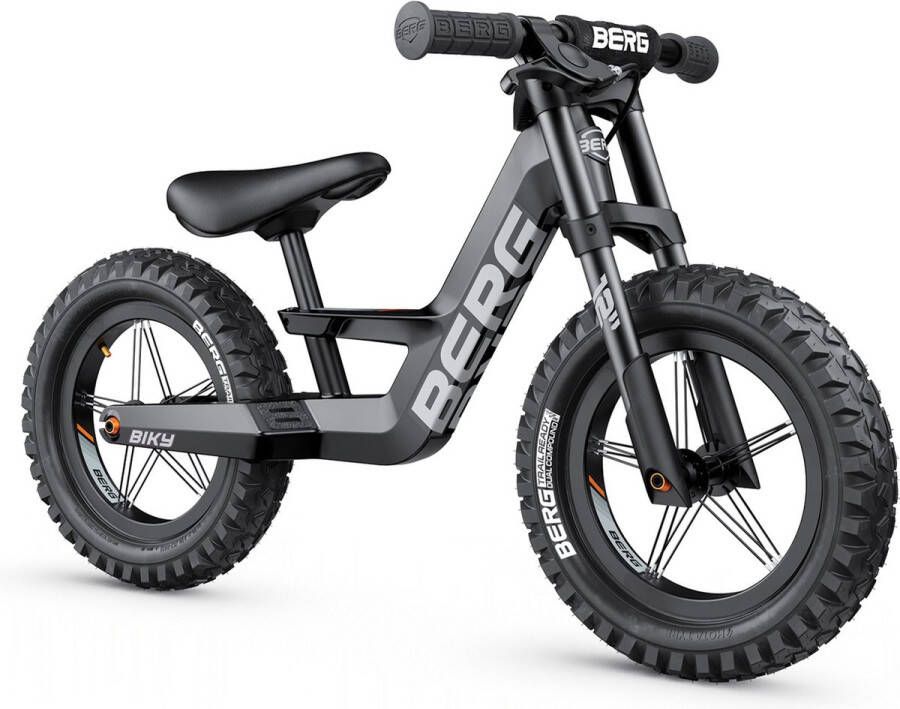 BERG Biky Cross Black Loopfiets 12 inch Magnesium frame Incl. Handrem Verstelbaar Zadel 2 tot 5 jaar Zwart Limited Edition