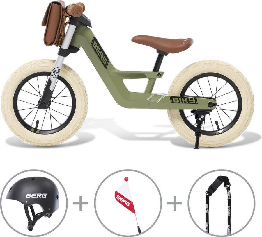 BERG Biky Retro Green Loopfiets Groen Lichtgewicht frame van magnesium Incl. alle Biky accessoires 2 tot 5 jaar