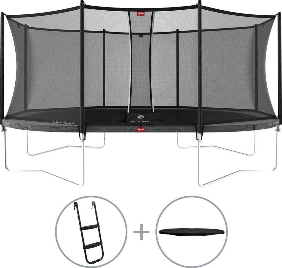 BERG Favorit Trampoline Ovaal Op poten 520 cm Met veiligheidsnet Grijs incl. ladder en afdekhoes