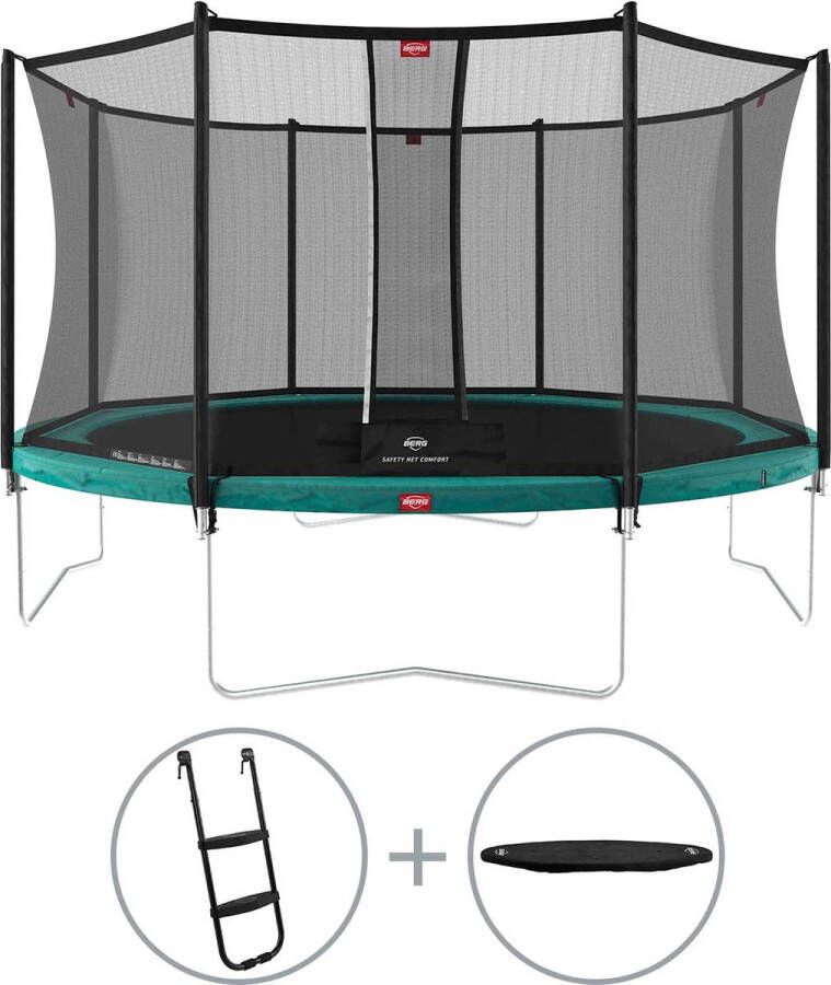 BERG Favorit Trampoline Rond Op poten 380cm Met veiligheidsnet Groen incl. ladder en afdekhoes