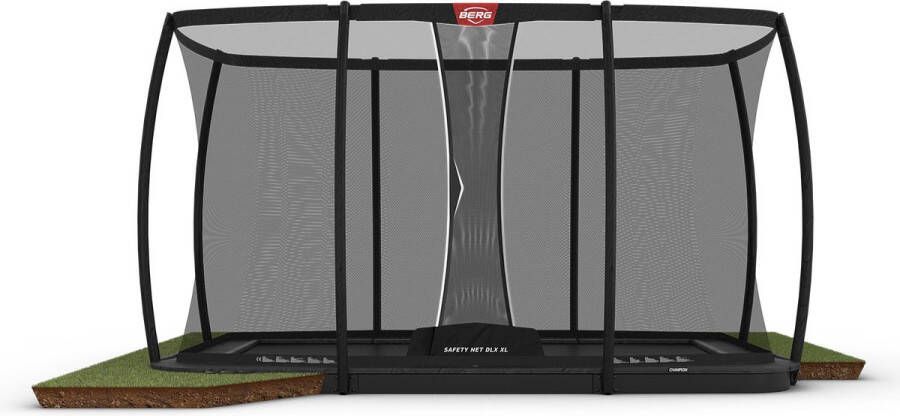 BERG Sport Flatground Champion Trampoline 410 cm Rechthoekig AirFlow Pro Springdoek TwinSpring Grijs incl. Veiligheidsnet Deluxe XL