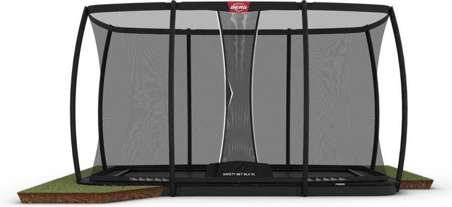 BERG Sport Flatground Champion Trampoline 500 cm Rechthoekig AirFlow Pro Springdoek TwinSpring Zwart incl. Veiligheidsnet Deluxe XL