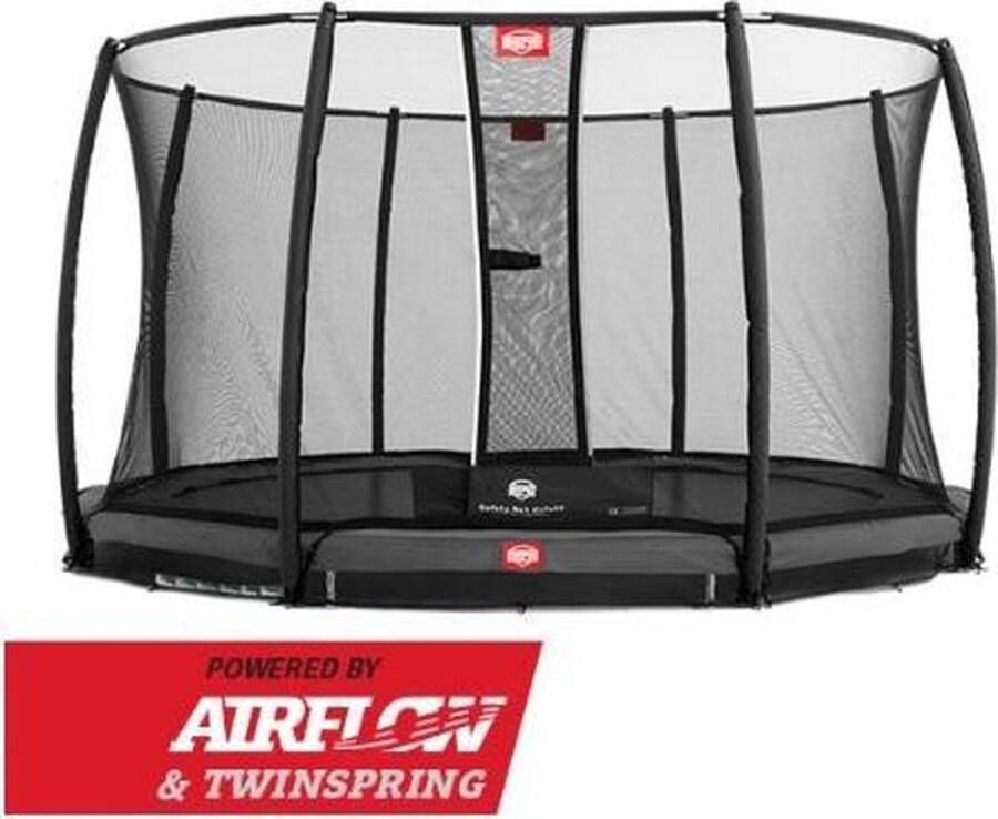 BERG Trampoline Champion met Veiligheidsnet Safetynet Deluxe Inground 380 cm Grijs met Airflow Twinspring