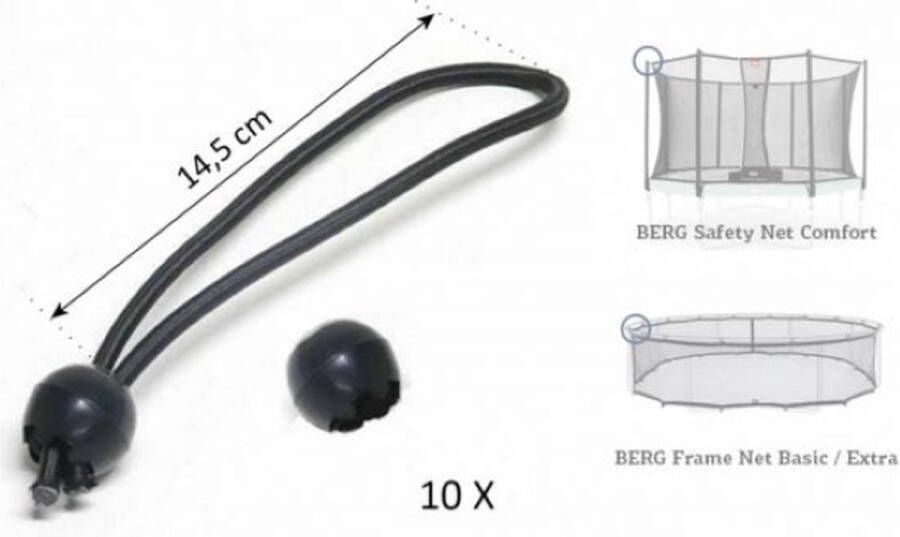 BERG Trampoline Elastiek Bovenzijde Comfort Veiligheidsnet Band + bal 145mm (10x)