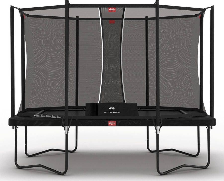 BERG Trampoline Ultim Favorit met Veiligheidsnet Safetynet Comfort 330 x 220 cm Zwart Met Ladder en Afdekhoes Extra Strong Zwart