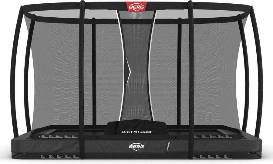 BERG Ultim Champion InGround Trampoline 330 cm Rechthoekig Met AirFlow Pro Twinsping Inclusief Veiligheidsnet Grijs