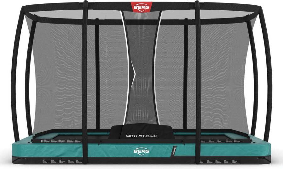 BERG Ultim Champion InGround Trampoline 330 cm Rechthoekig Met AirFlow Pro Twinsping Inclusief Veiligheidsnet Groen