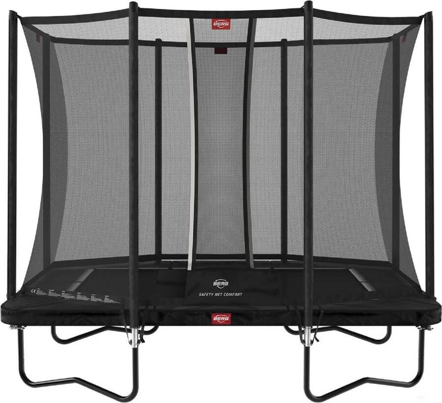 BERG Voordeel Pakket Trampoline Ultim Favorit met Veiligheidsnet Safetynet Comfort 280 x 190 cm Zwart Met zwarte afdekhoes en Ladder