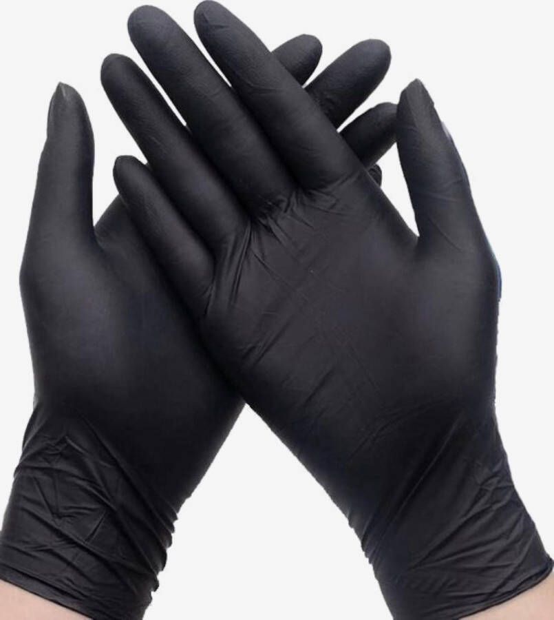 Bergamot Nitril wegwerp handschoenen maat L kleur zwart 100 stuks merk X2235BK CAT III 0.05mil