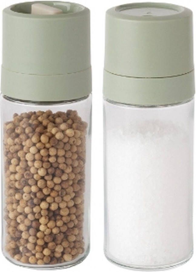 BergHOFF Balance Pepermolen en Zoutstrooier Set Gerecycled Kunststof Sage Leo Line