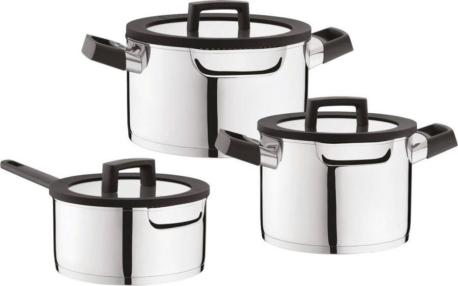 BergHOFF Essentials Downdraft kookpannenset 6 delig RVS Veilig afgietsysteem