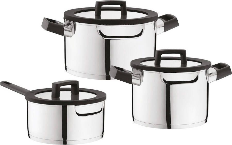 BergHOFF Essentials Downdraft kookpannenset 6 delig RVS Veilig afgietsysteem