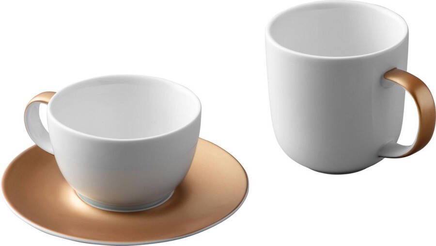 BergHOFF Driedelige koffie- en theeset Wit Goud Porselein |Gem Line