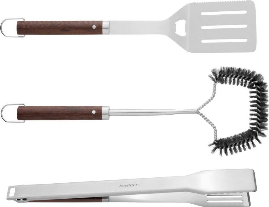 BergHOFF Driedelige barbecueset Zilver Hout Roestvrij staal |Essentials Line