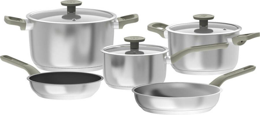 BergHOFF LEO 8-delige kookpotten set Bolt Groen PFAS-vrij
