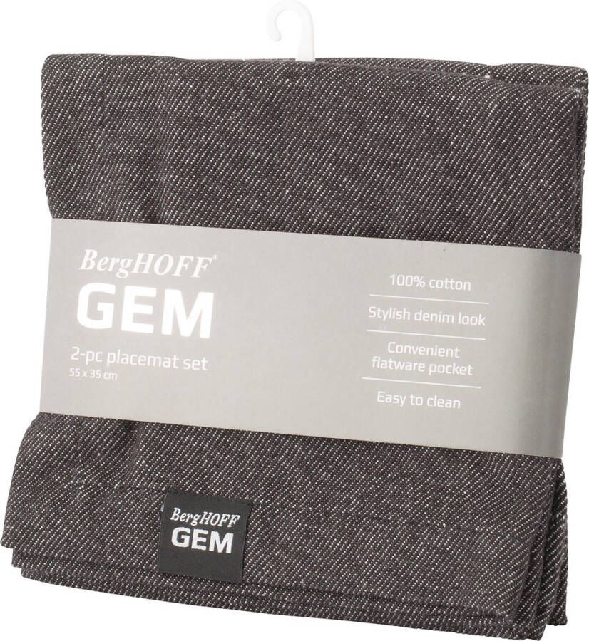 BergHOFF Placemats Set van 2 Zwart Gem