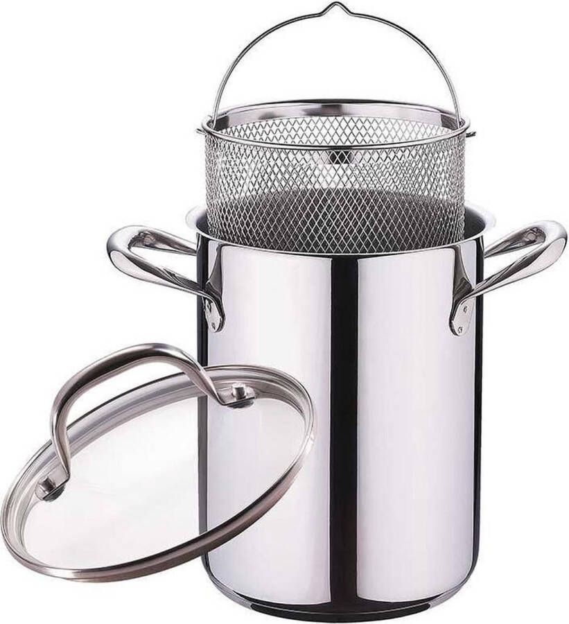 Bergner Aspergepan Pastapan met uitlekzeef en deksel 16 cm RVS