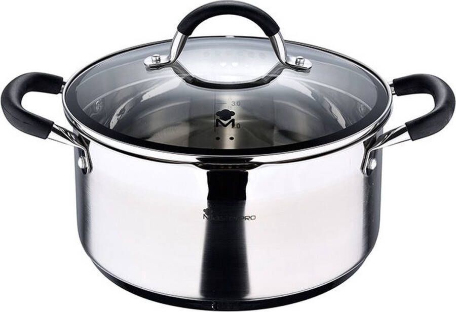 MasterPro Kookpot met Deksel foodies bgmp-1502-bk Roestvrij staal (5 L) 24 x 12 cm