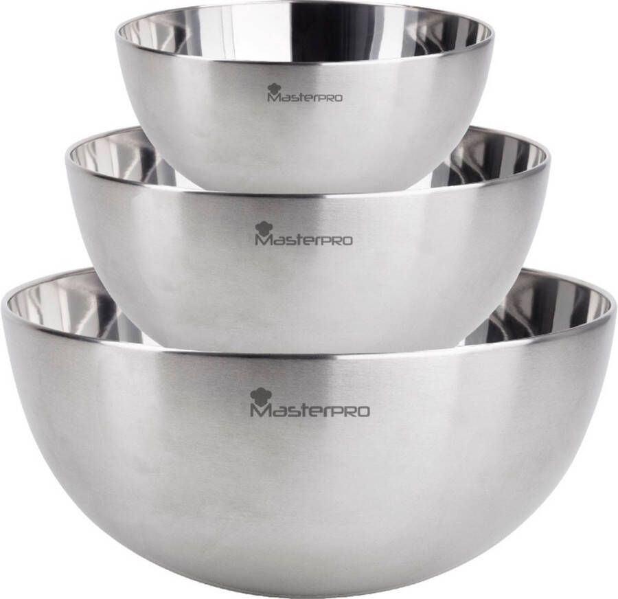 Bergner Masterpro Mengkommen Beslagkommen RVS Set-3-delig D19 D17 D13 cm