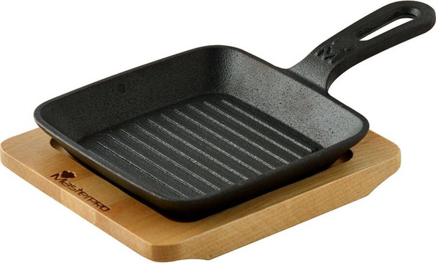 Bergner Masterpro Mini grillpan Met serveerplank Gietijzer