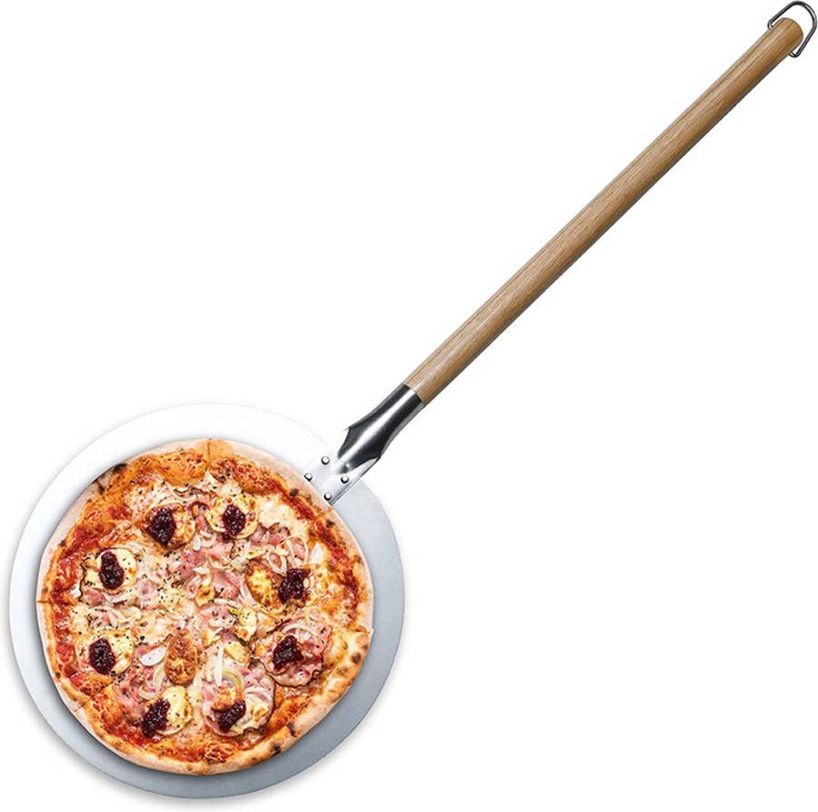 Bergner Masterpro Pizzaschep XL voor oven en BBQ Ø30 x 87cm afneembaar handvat RVS