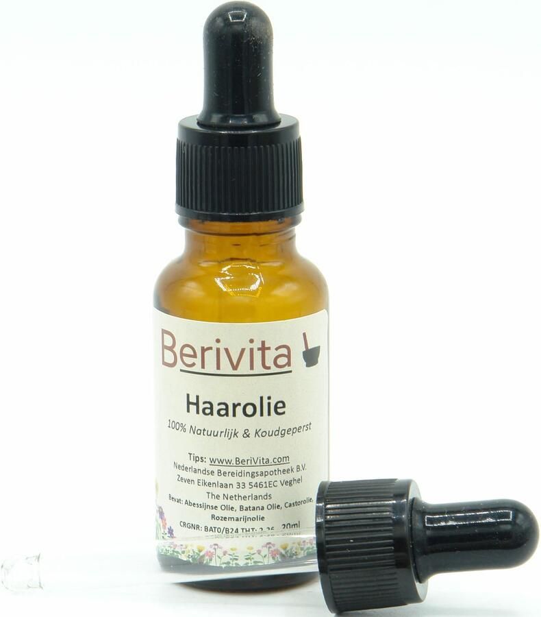 Berivita Haarolie 20ml Pipetfles 100% Natuurlijk & Plantaardig Batana Olie Castorolie Abessijnse Olie en Rozemarijnolie Rosemary Haar en Hoofdhuid