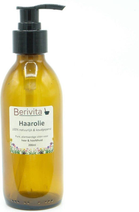 Berivita Haarolie 200ml Pompfles 100% Natuurlijk & Plantaardig Batana Olie Castorolie Abessijnse Olie en Rozemarijnolie Rosemary Haar en Hoofdhuid