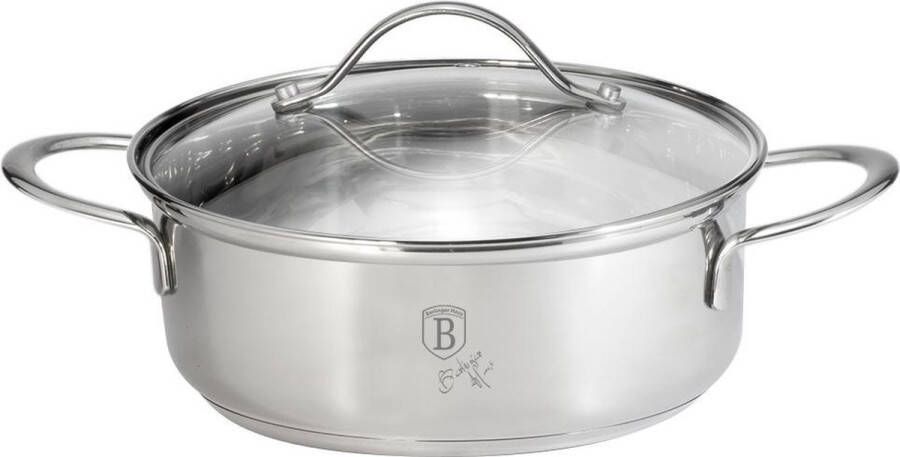 Berlinger Haus BerlingerHaus Pan RVS 24x9 cm glas deksel 4 Liter